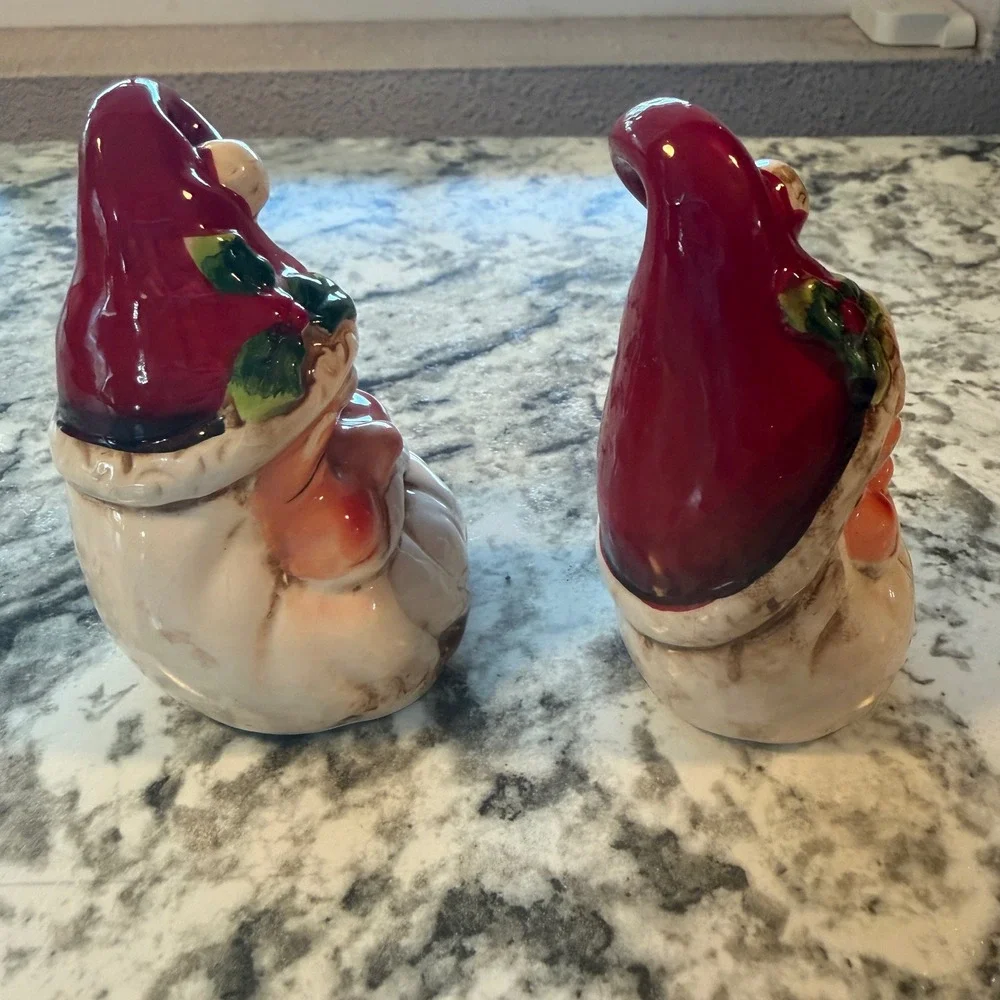 Vintage Ceramic Santa Claus figurines Christmas Holiday Decor Set